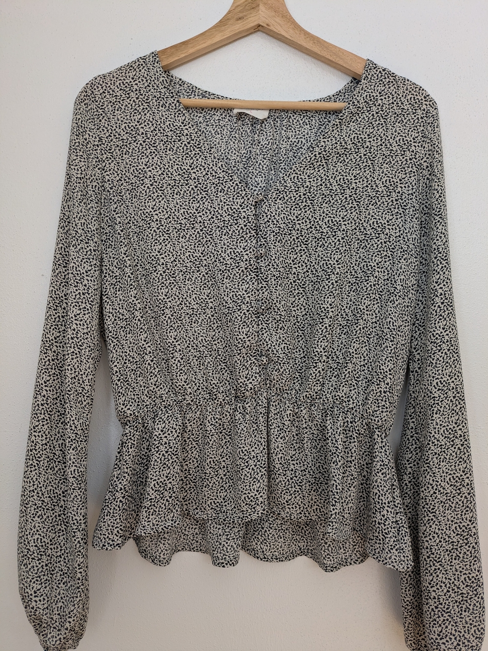 Sienna Sky Black & White Printed Peplum Blouse